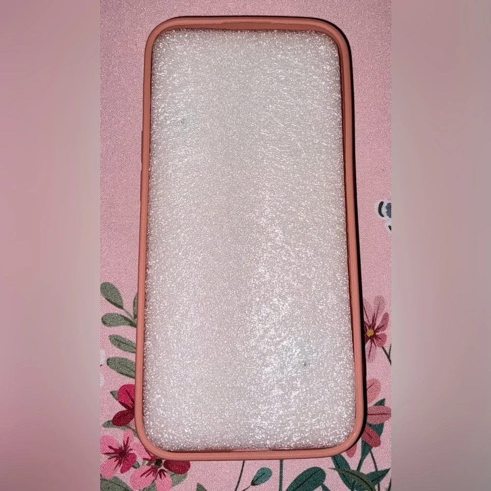 Pink Heart Phone Case with Gold Accent Charms / I Phone 15 Pro